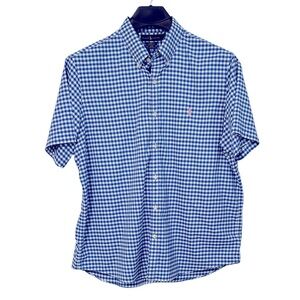 Ralph Lauren Classic Fit XXL blue & white gingham short sleeve performance shirt